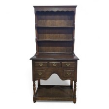 Antique style small oak dresser sideboard with delft plate rack