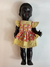 Vintage 50s Pedigree Hard Plastic Black Doll  Colourful Dress Articulated Limbs