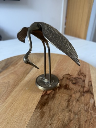 Vintage brass heron crane - brass,