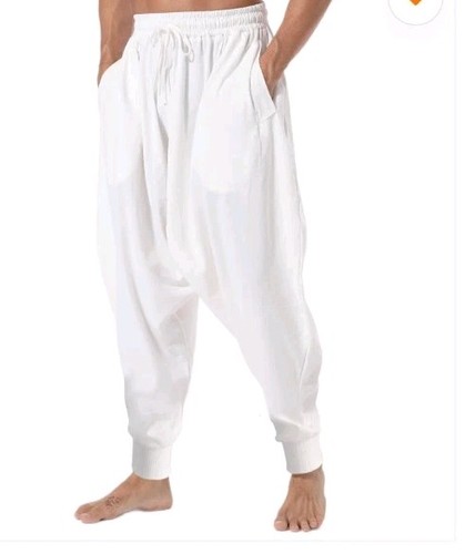 Men harem trousers white - trousers,
