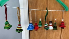 Handmade Christmas Button Decoration Set of 3 Multi Coloured