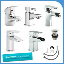 Modern Bathroom Taps Chrome Sink Brass Mono Basin Mixer Tap + Free Waste