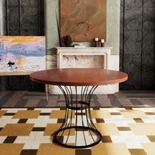 Oak Veneer 42" Round Dining