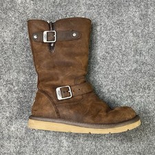 Ugg Kensington Brown Leather Moto Winter Boots Womens 7 Shearling Lined