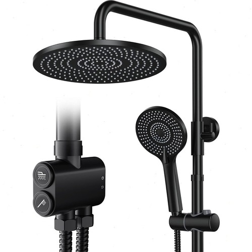 Black exposed shower system - black,