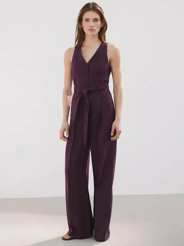 Mango sleeveless neck belted - mango, v-neck