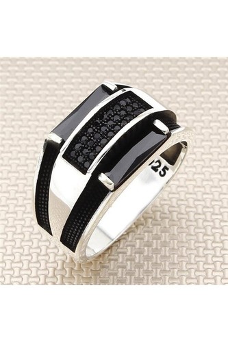 Zircon men silver - zircon, ring