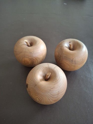 Hand turned woodern apples - hand,