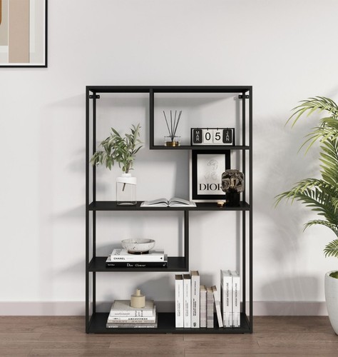Black metal bookcase large - black,