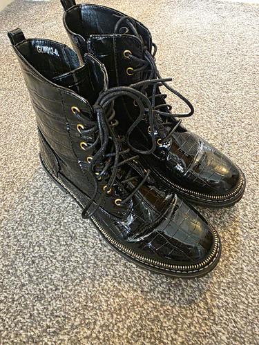 Glamz black croc - faux, leather