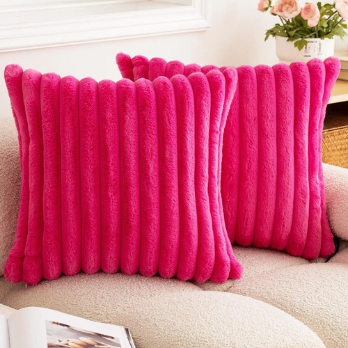 Faux rabbit fur cushion - faux,