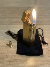 Vintage Dunhill Rollagas Lighter Gold Plated Serviced With Pouch And Adapter
