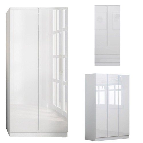 Wardrobe white gloss - white, front