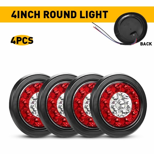 4pcs round red white led - round, 16-led