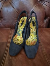 Next - Women's Blue Faux Suede Slingbacks Medium Heel - Size 6/39