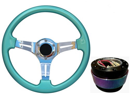 Mint green chrome steering - green, ts