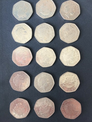 50p coins britannia shield - britannia, /shield