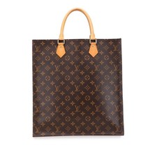 Louis Vuitton Monogram Sac Plat Handbag Tote Bag M51140 Brown Leather Women's LO