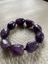 Amethyst Quality Vintage Bracelet - Chunky Polished Beaded Elasticated