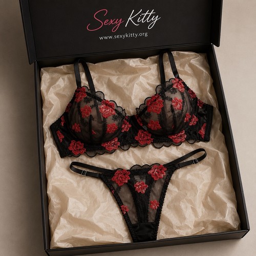 Lingerie set sheer red - set,