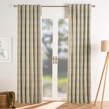 OHS Check Eyelet Curtains Pair