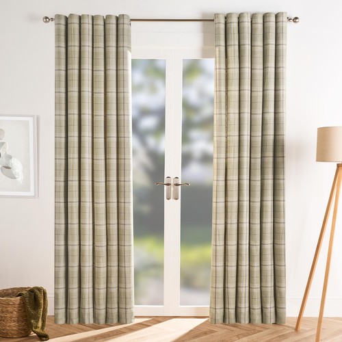 Ohs check eyelet curtains pair - check,