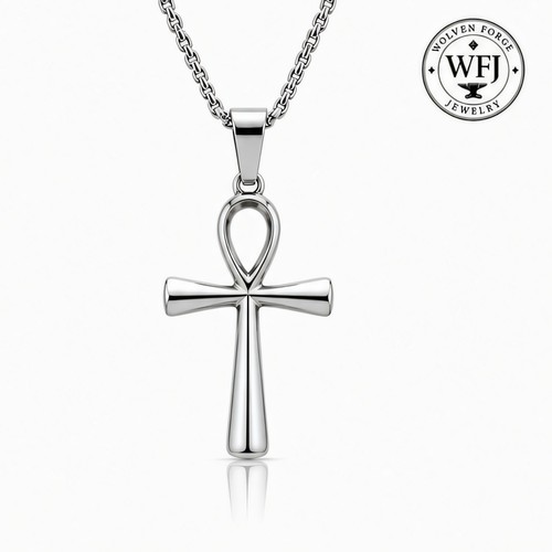 Men stainless steel - steel, ankh