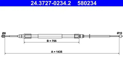 Handbrake cable 3727 0234 - handbrake, 24.3727-0234.2