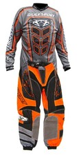 Adult motocross kit orange grey set Wulfsport Ventuno shirt L + trousers 34"