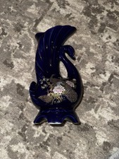 Vintage Lary Collection Cobalt Blue Swan Vase with Gold Detailing