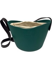 O Bag Bucket Handbag Green with Drawstring Canvas Lining T2850 D66