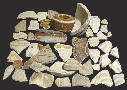 English sea pottery pieces