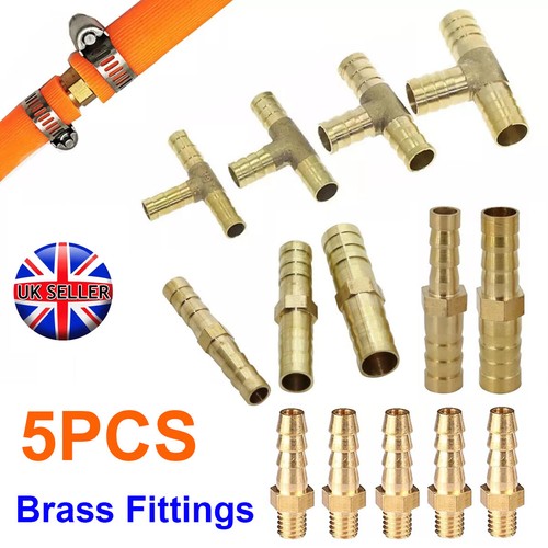 5pcs brass pipe fitting - brass, barbed
