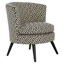 Greek Key Black Beige Accent Armchair | Round Jacquard Lounge Chair