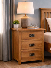 Oak 3 Drawer Wide Bedside –