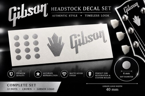 Silver gibson logo - crown, dots