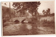 Packhorse Bridge Dunster men on bridge 1950s Postcard