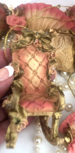 Vtg pink gold tufted - vtg, french