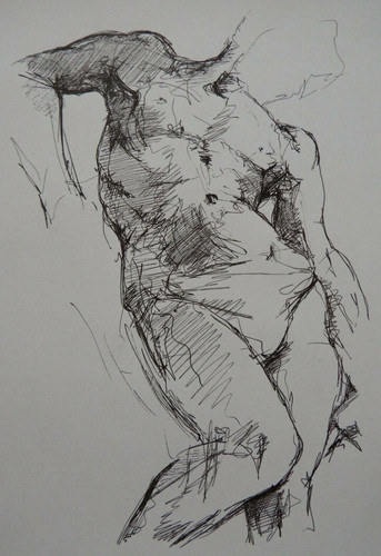Ink male nude - , drawing