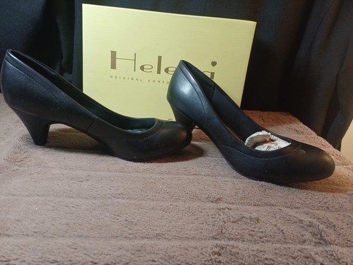 Helena black leather heel - black,