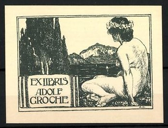Exlibris adolf groche frau am - exlibris, groche,