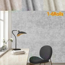 6X Industrial Textured Concrete Effect Wallpaper Plain Colour Embossed Wallpaper