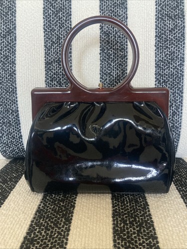 1960s black patent handbag