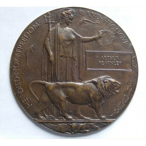 Ww1 death plaque penny - ww1, arthur