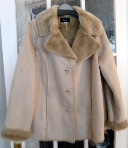 Ladies coat faux - faux, suede
