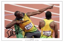 USAIN BOLT SIGNED PHOTO PRINT ATHLETICS OLYMPICS AUTOGRAPH