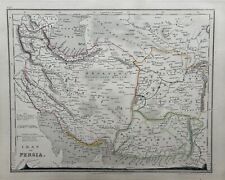 1850 Iran Persia Hand Coloured Antique Map By John Dower Showing Mountains