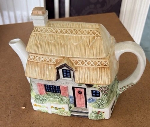 Ceramic cottage house teapot - ceramic,