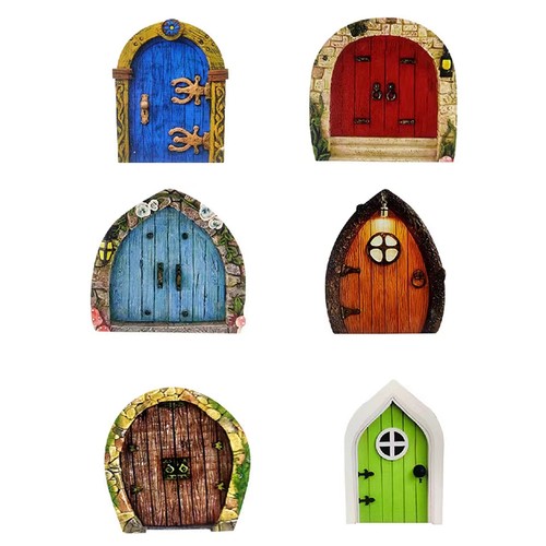 6pcs wood fairy door - wood, for