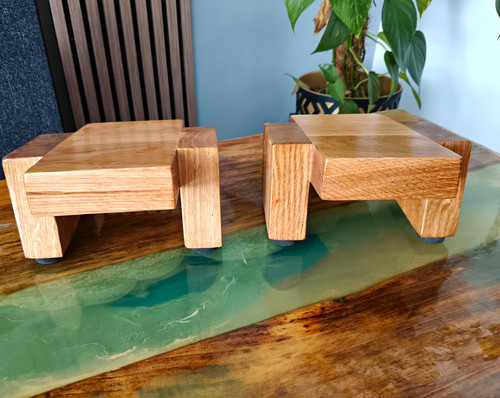 Solid oak speaker stands - ,